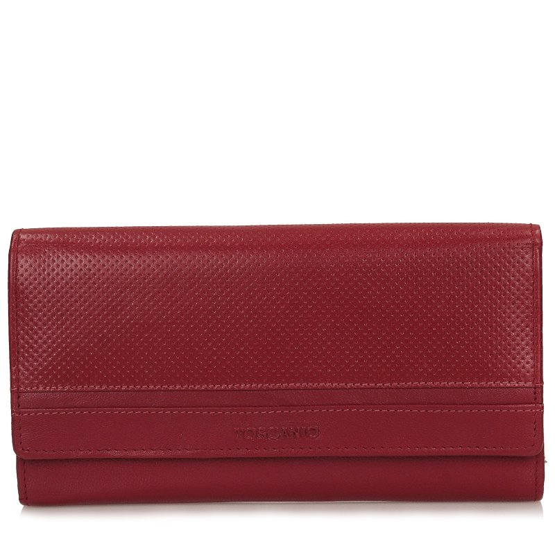 TOSCANIO PORTFEL SKÓRZANY DAMSKI TOS T1270 CZERWONY